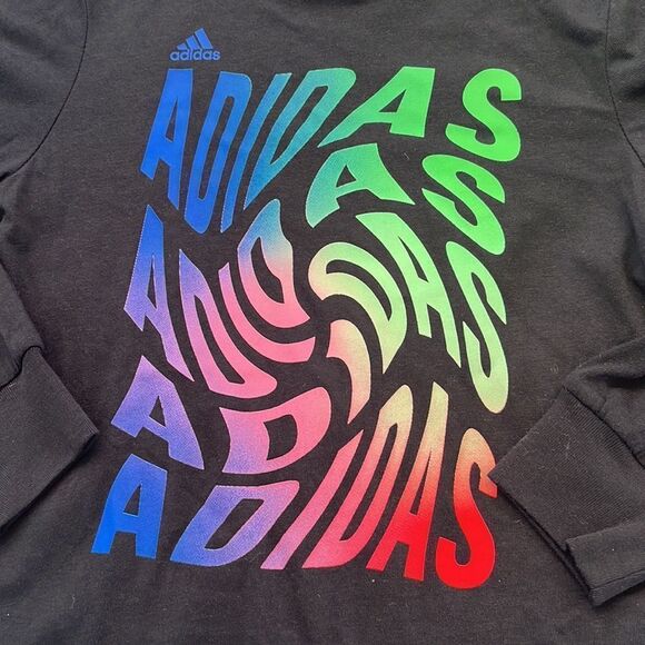 Adidas Shirt Boys‎ Size 4 Black Hoodie Pullover - Picture 2 of 6